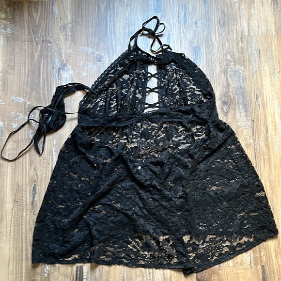 Adore Me Black Rue Lace Babydoll Dress and Panties - Picture 12 of 12